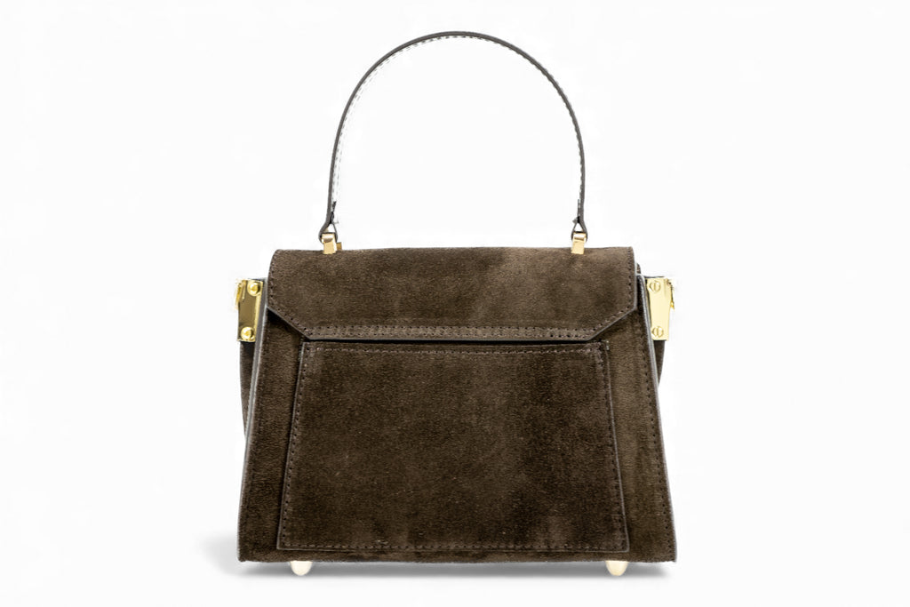 Geanta din piele naturala Suede Espresso MINI POLINE