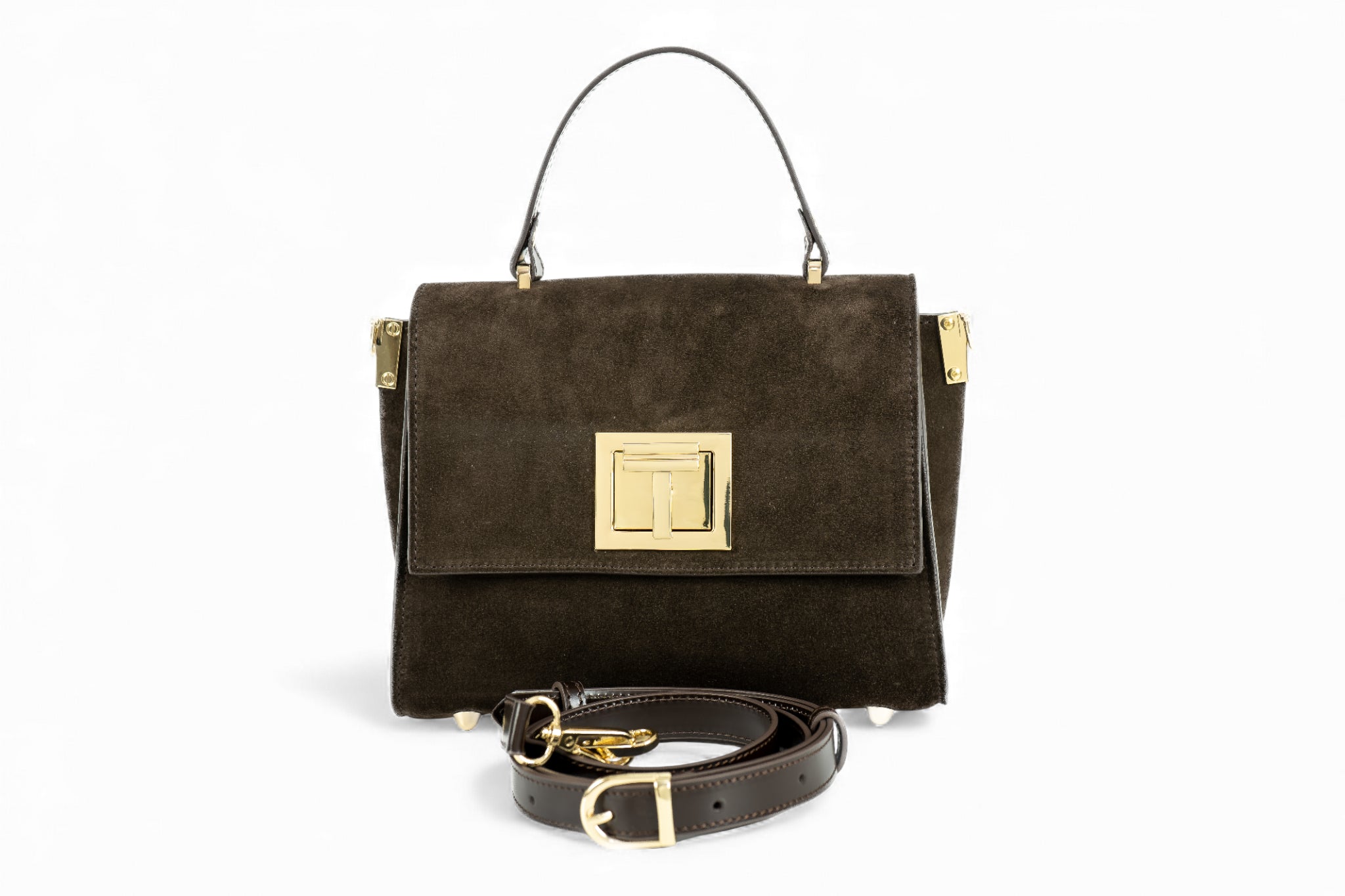 Geanta din piele naturala Suede Espresso MINI POLINE