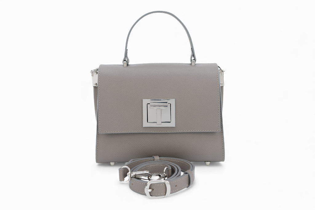 Geanta din piele naturala Grej MINI POLINE