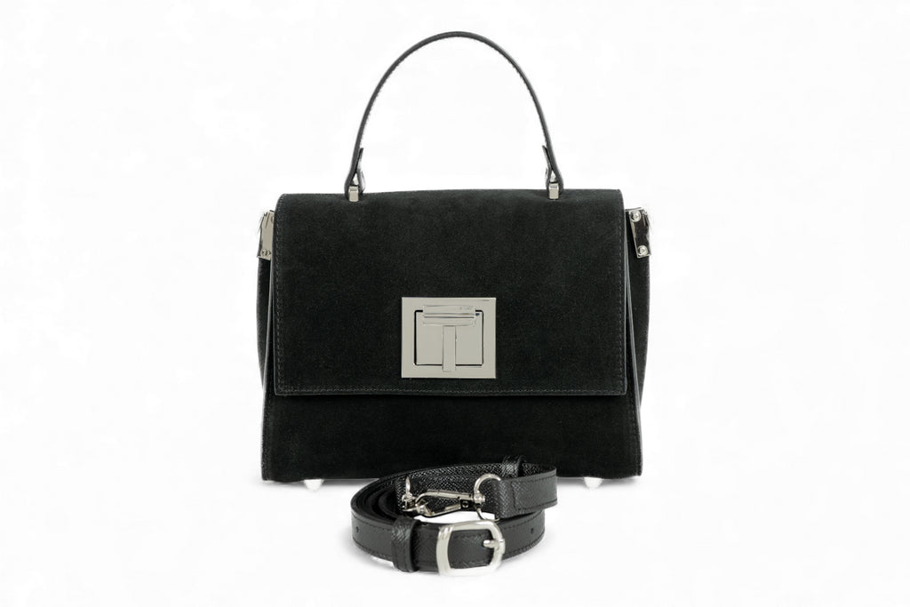 Geanta din piele naturala Negru Suede MINI POLINE