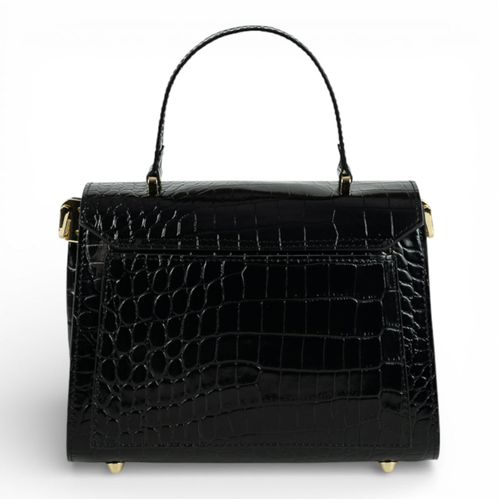 Geanta din piele naturala Croco Negru MINI POLINE