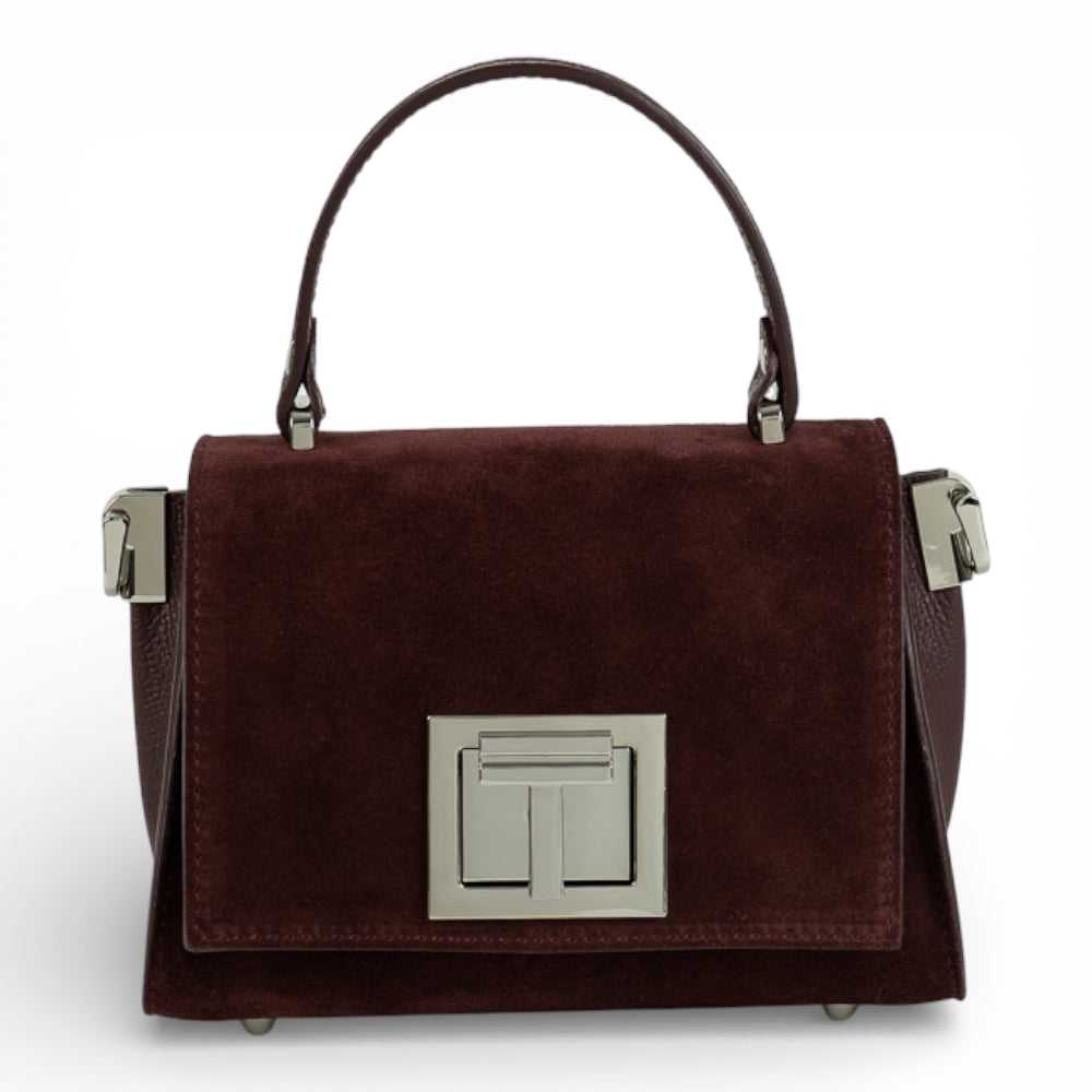 Geanta din piele naturala Burgundy Suede/piele MICRO POLINE Imagine principală a produsului