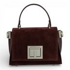Geanta din piele naturala Burgundy Suede/piele MICRO POLINE