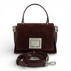 Geanta din piele naturala Burgundy Suede/piele MICRO POLINE