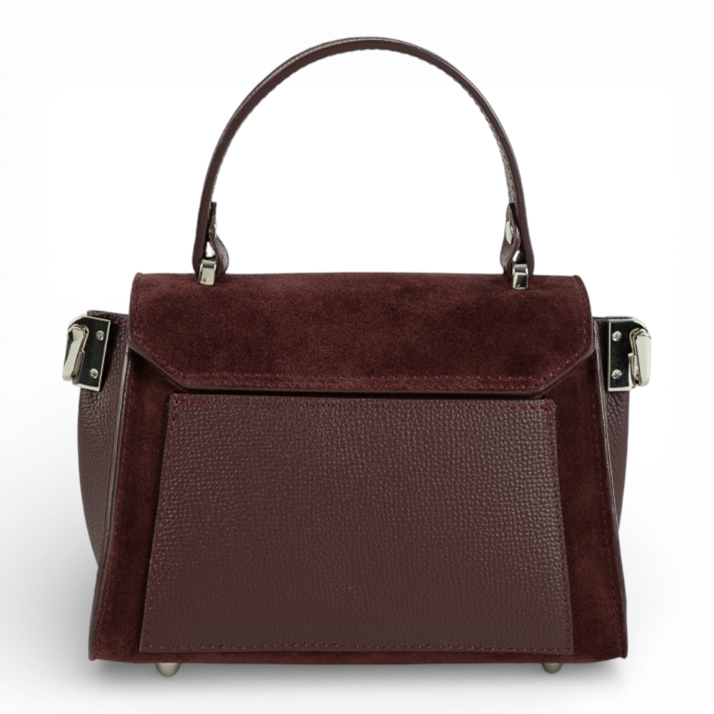Geanta din piele naturala Burgundy Suede/piele MICRO POLINE