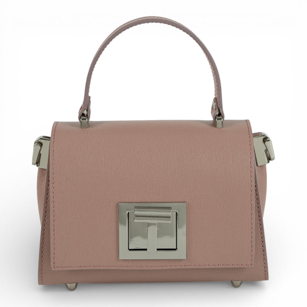 Geanta  din piele naturala Roz Nude MICRO POLINE Imagine principală a produsului