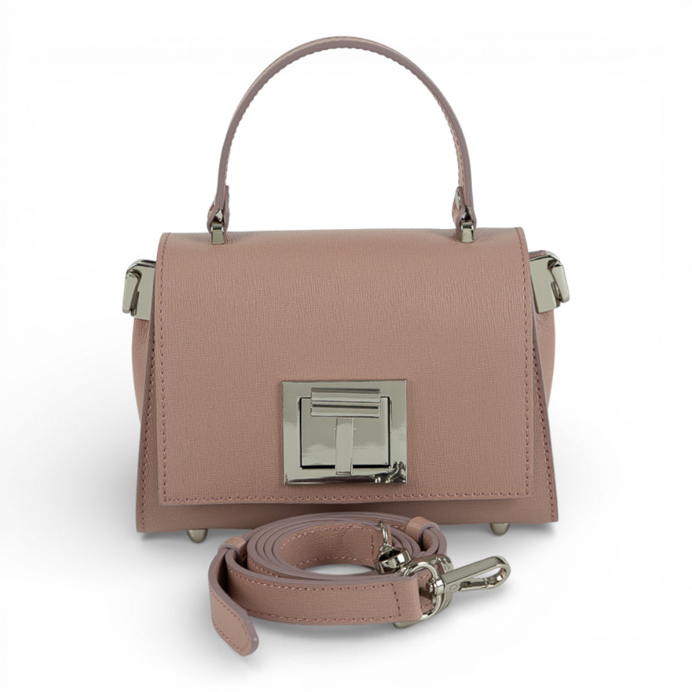 Geanta  din piele naturala Roz Nude MICRO POLINE