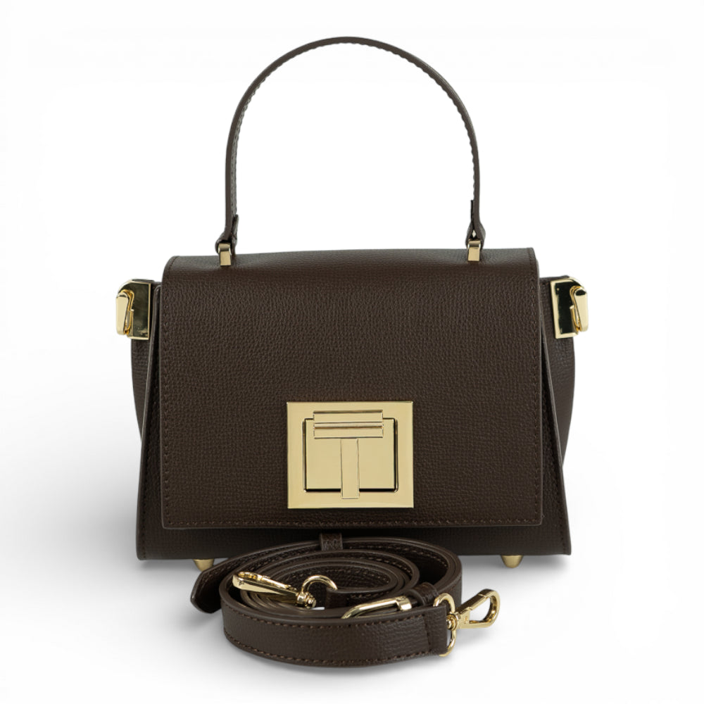 Geanta din piele naturala Chocolate Parmellato MICRO POLINE