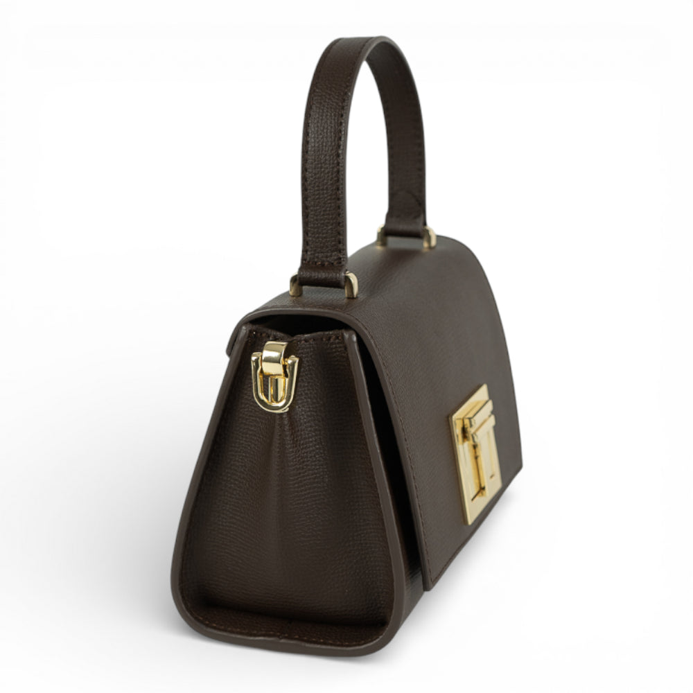 Geanta din piele naturala Chocolate Parmellato MICRO POLINE