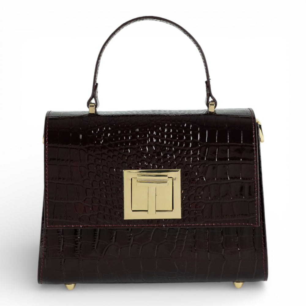 Geanta  din piele naturala Croco Burgundy MINI POLINE Imagine principală a produsului