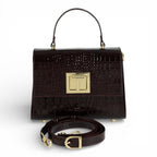 Geanta  din piele naturala Croco Burgundy MINI POLINE