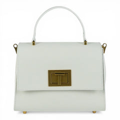 Geanta din piele naturala Alb MINI POLINE editie limitata