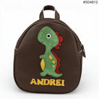Rucsac gradinita pentru copii din piele naturală – personalizabil cu nume-Dinozaur