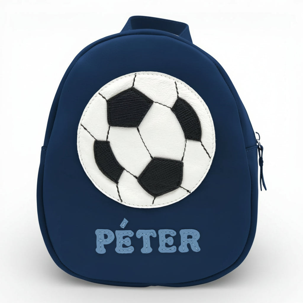 Rucsac gradinita pentru copii din piele naturală – personalizabil cu nume-Minge de fotbal Imagine secundară a produsului