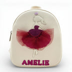 Rucsac gradinita pentru copii din piele naturală – personalizabil cu nume-Fetita cu rochita