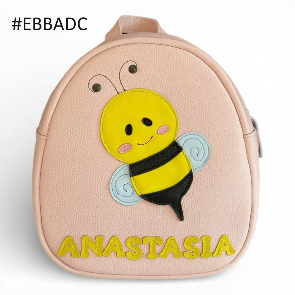 Rucsac gradinita pentru copii din piele naturală – personalizabil cu nume-Albinuta