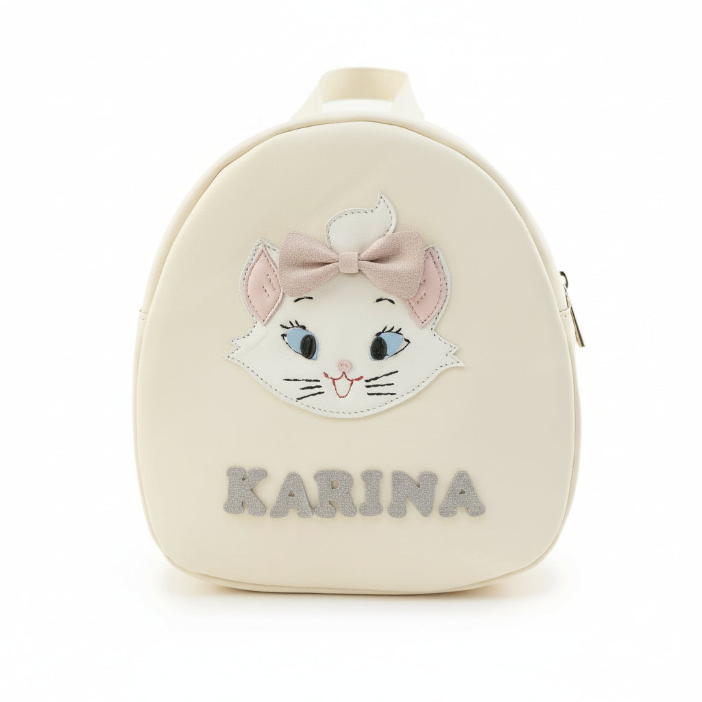 Rucsac gradinita pentru copii din piele naturală – personalizabil cu nume- Pisicuta