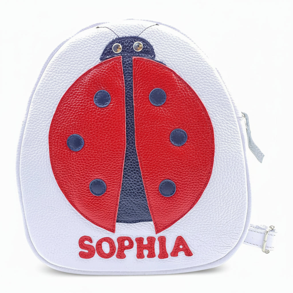 Rucsac gradinita pentru copii din piele naturală – personalizabil cu nume-Buburuza