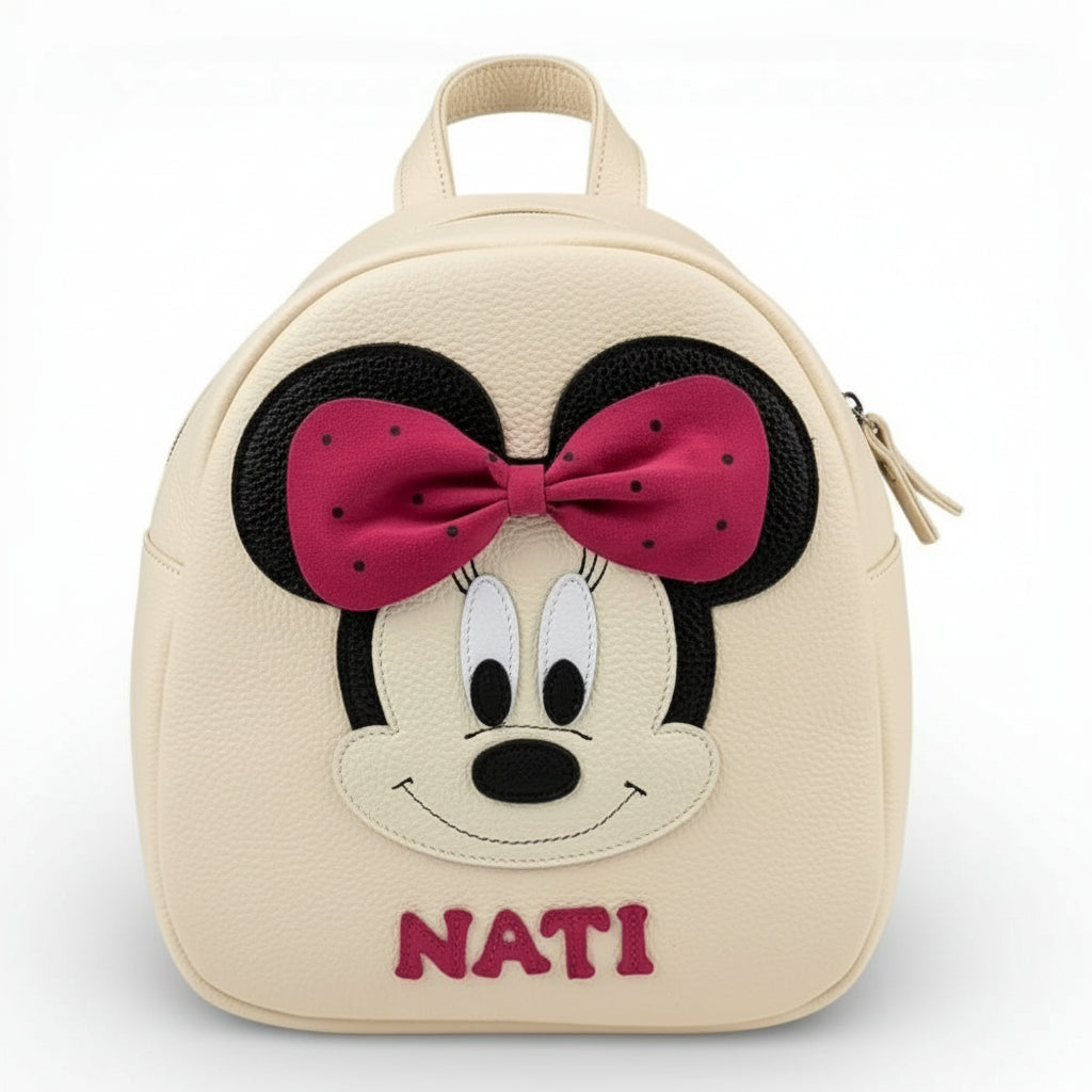 Rucsac gradinita pentru copii din piele naturală – personalizabil cu nume-Minnie Imagine secundară a produsului