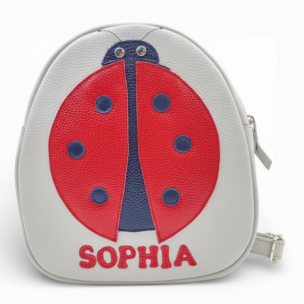 Rucsac gradinita pentru copii din piele naturală – personalizabil cu nume-Buburuza