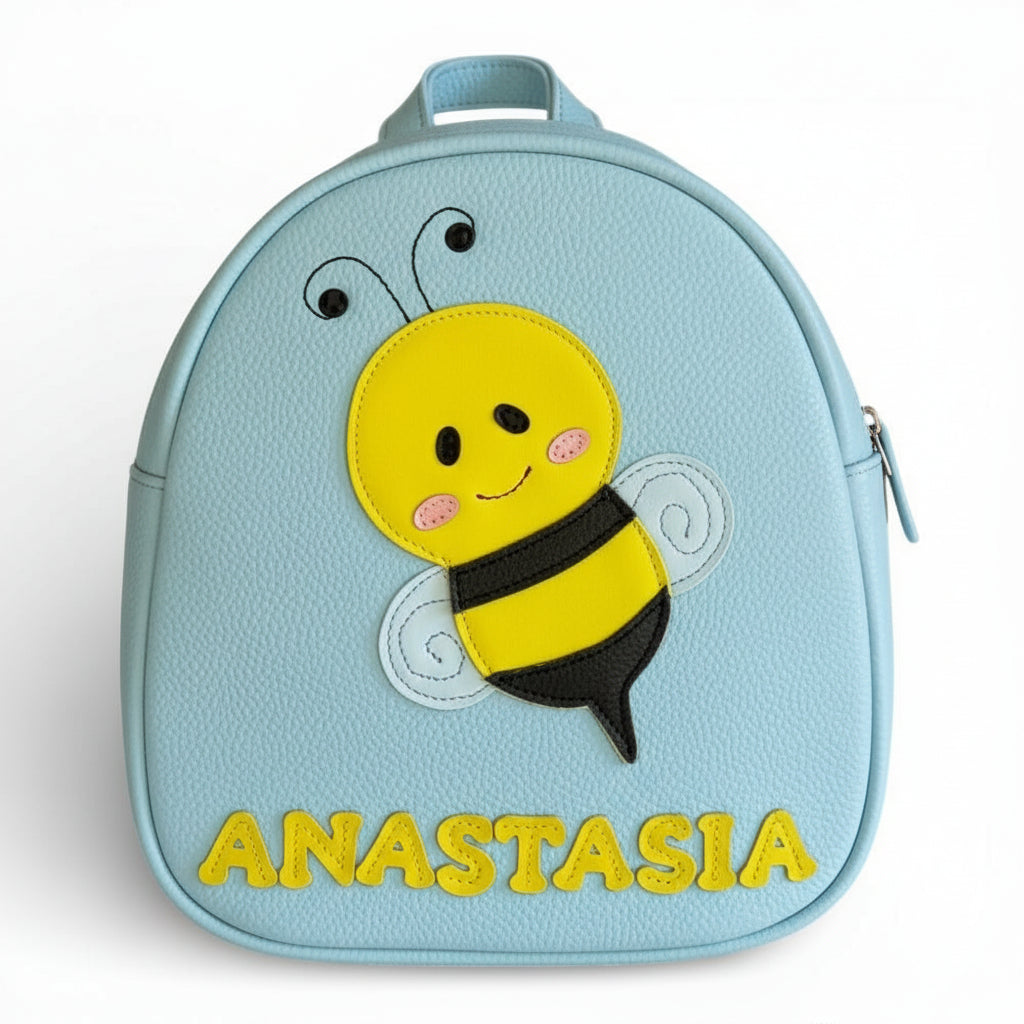 Rucsac gradinita pentru copii din piele naturală – personalizabil cu nume-Albinuta