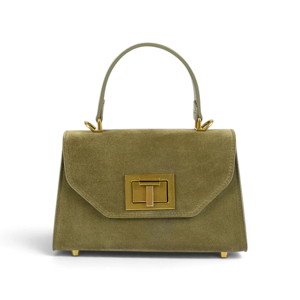 Geanta din piele naturala Suede Olive Mini Grace Imagine principală a produsului
