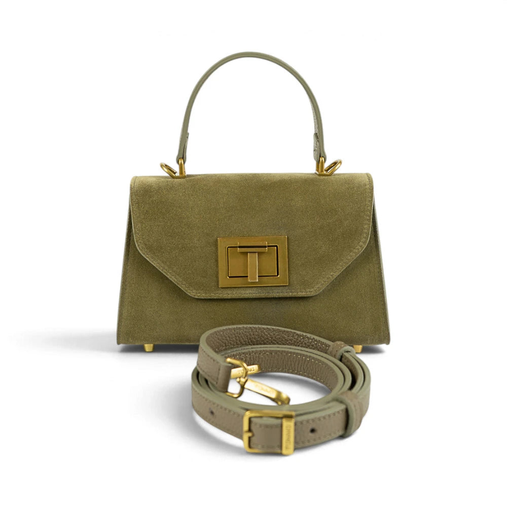 Geanta din piele naturala Suede Olive Mini Grace Imagine secundară a produsului