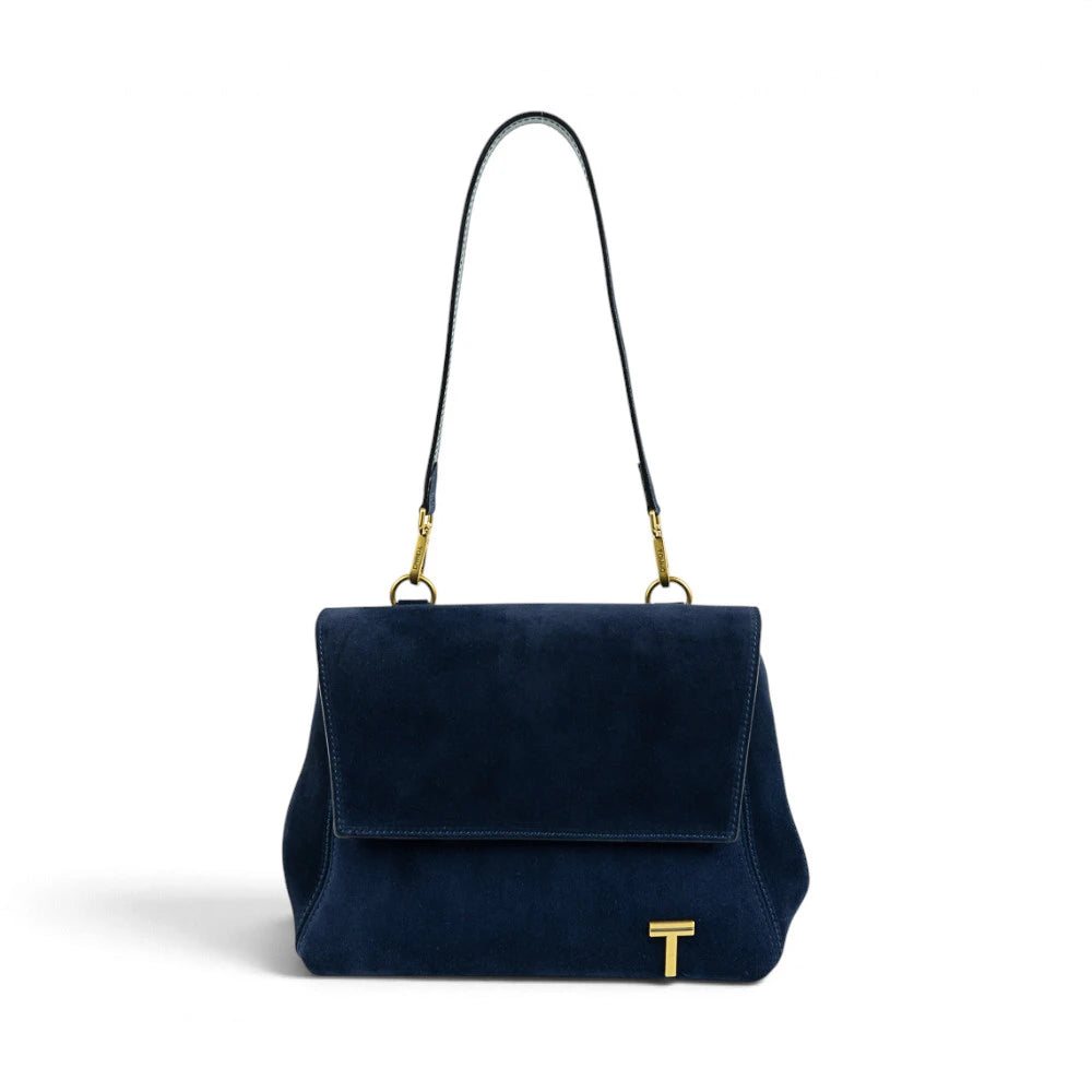 Geanta din piele naturala suede Absolute Linda nuanta NOCTURNE