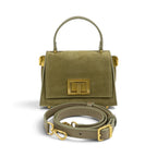 Geanta din piele naturala Suede Olive MICRO POLINE