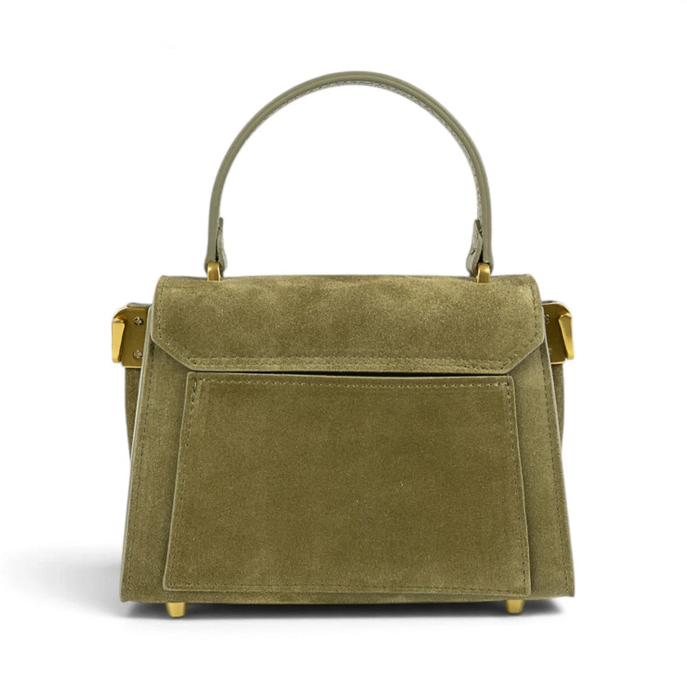 Geanta din piele naturala Suede Olive MICRO POLINE