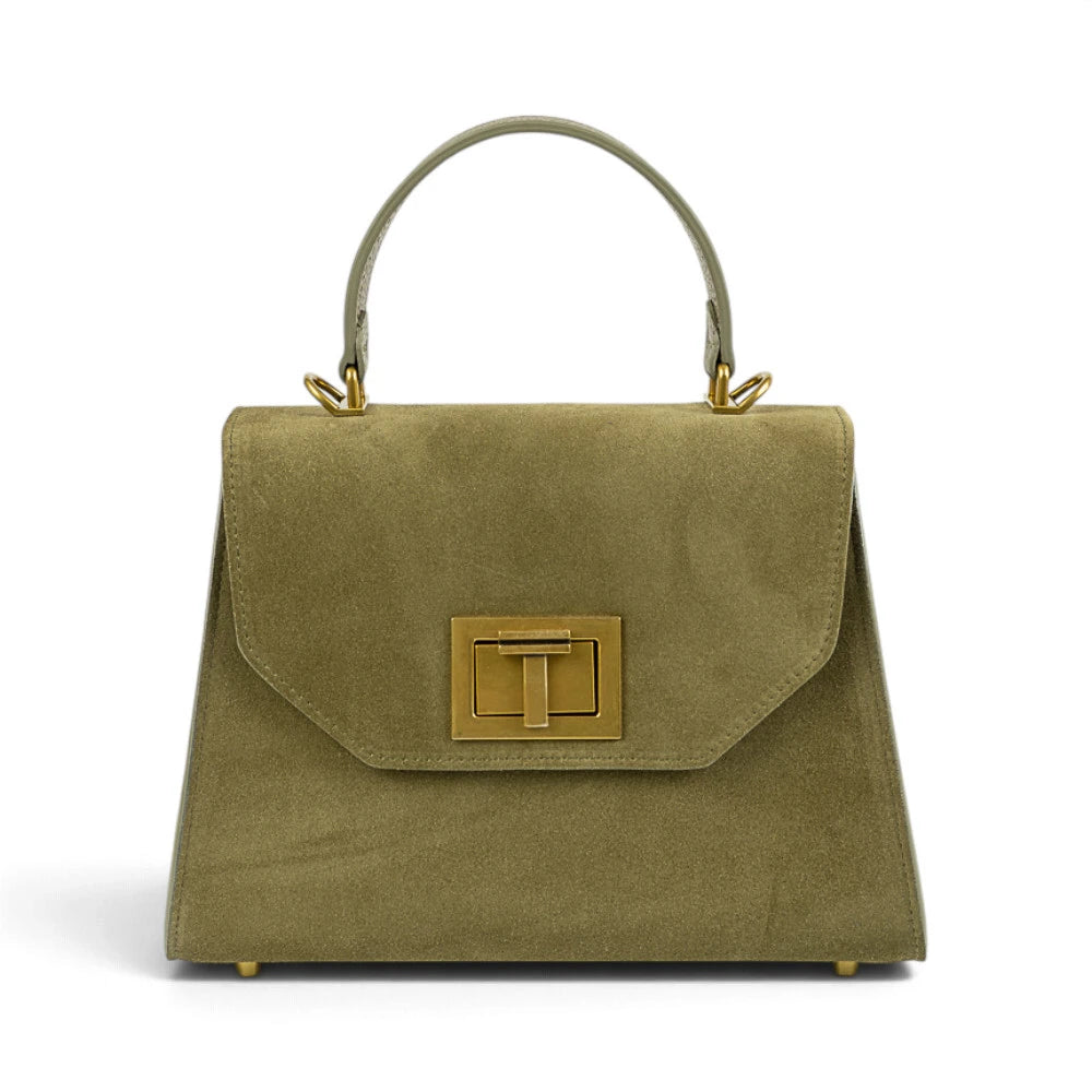 Geanta din piele naturala Suede Olive Maxi Grace Imagine principală a produsului