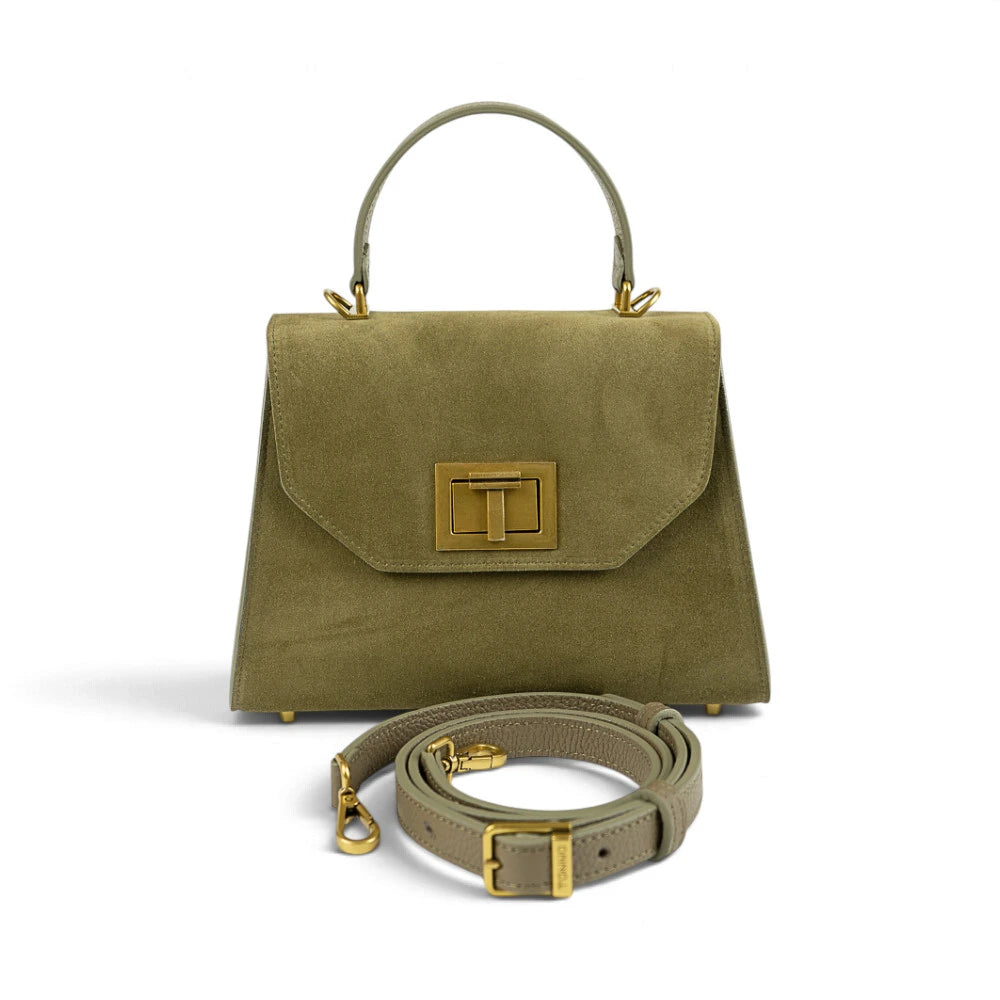 Geanta din piele naturala Suede Olive Maxi Grace Imagine secundară a produsului
