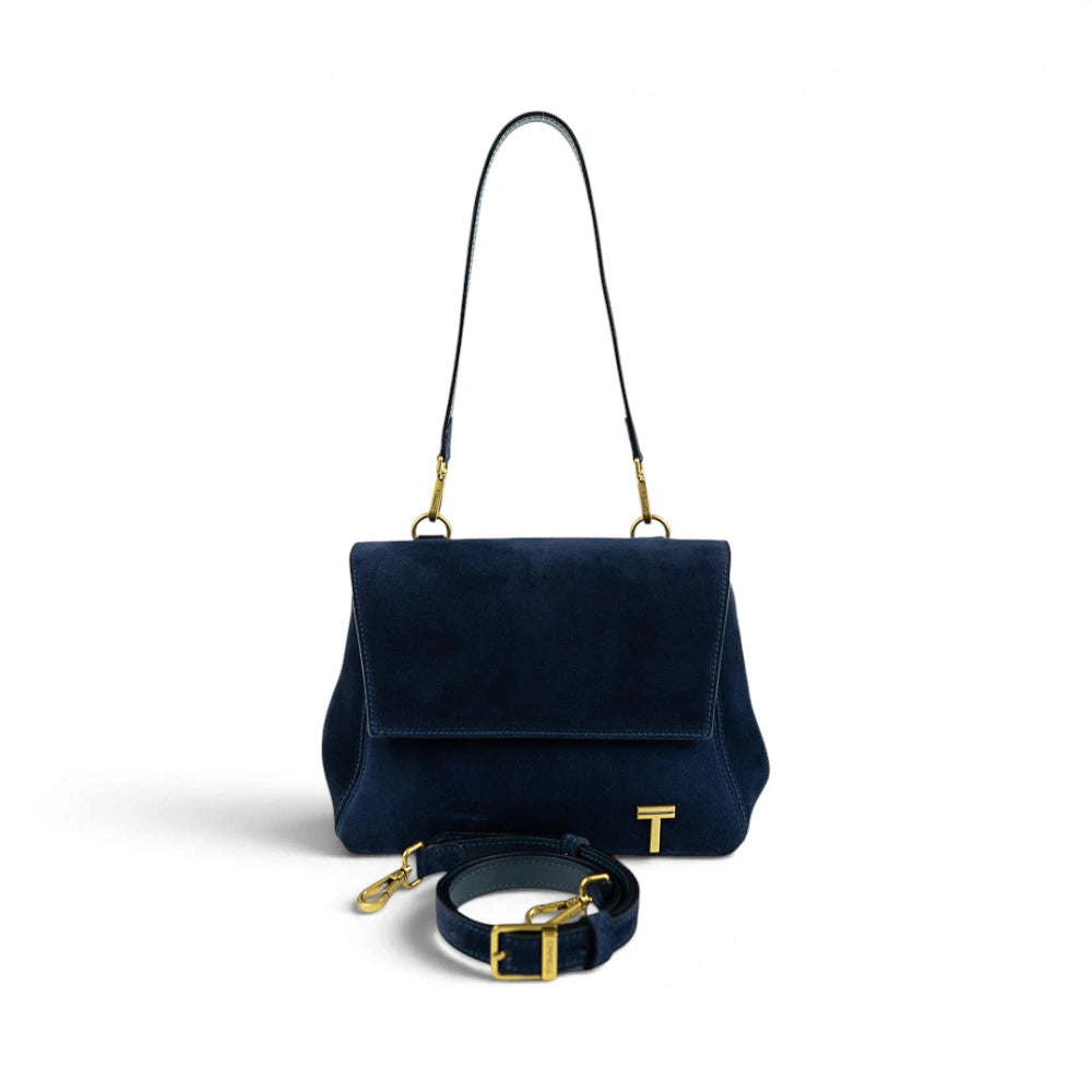 Geanta din piele naturala suede Absolute Linda nuanta NOCTURNE