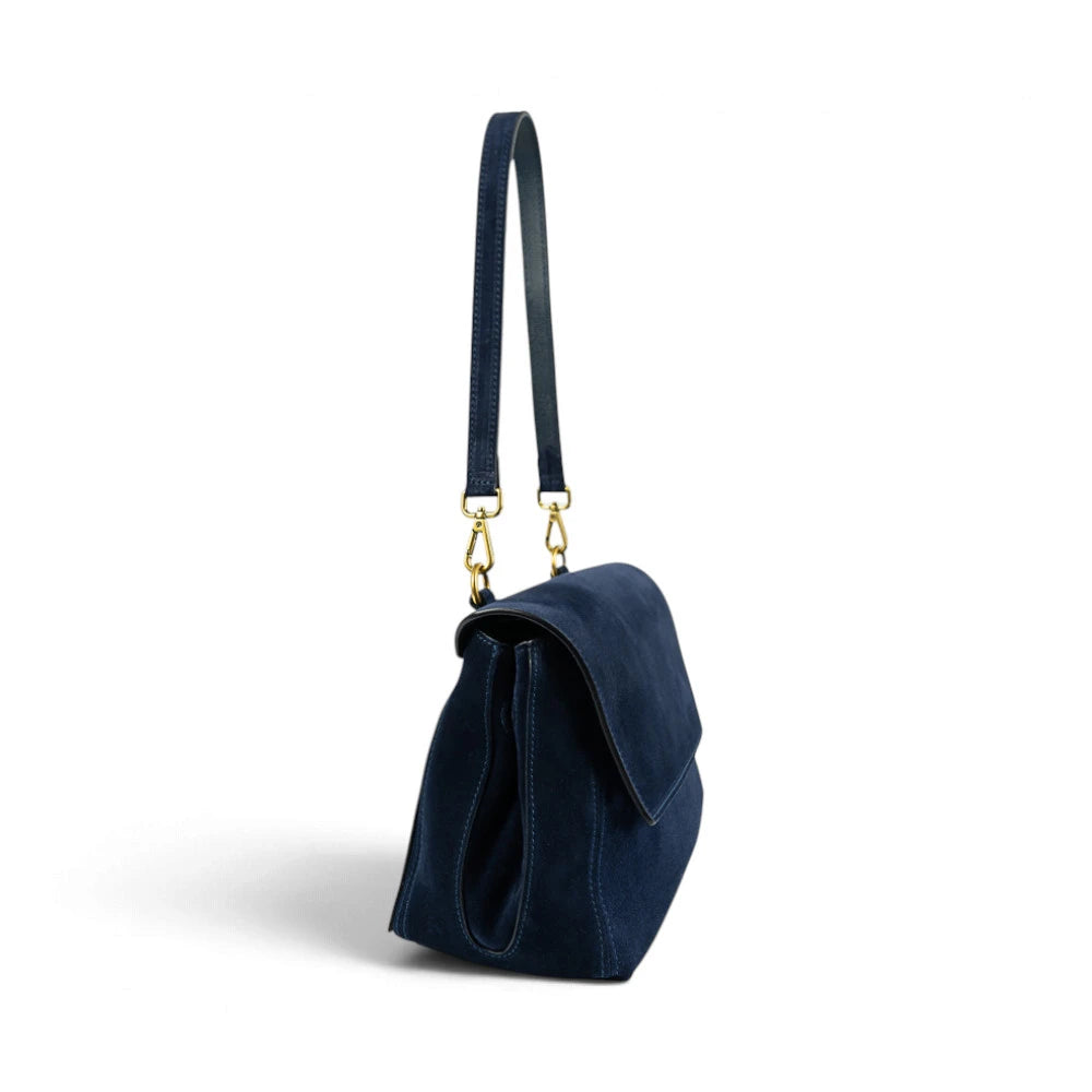 Geanta din piele naturala suede Absolute Linda nuanta NOCTURNE