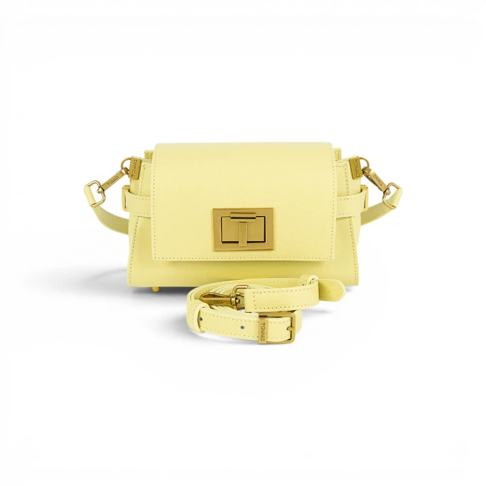 Geanta din piele naturala Saffiano Butter Yellow Mini BELLA