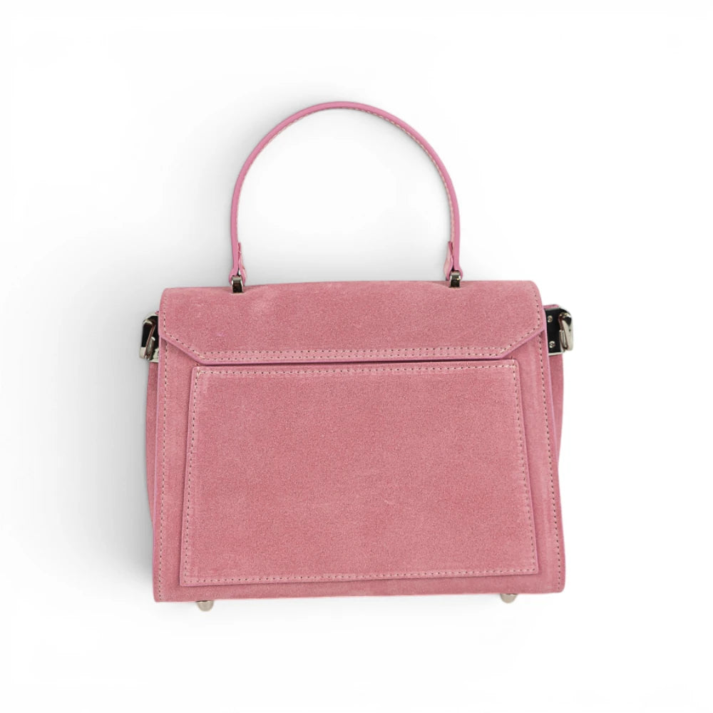 Geanta din piele naturala Suede Candy pink MINI POLINE