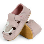 Sandale barefoot din piele naturala Roz Lebada