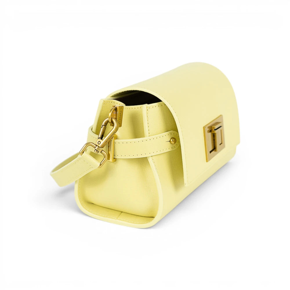 Geanta din piele naturala Saffiano Butter Yellow Mini BELLA