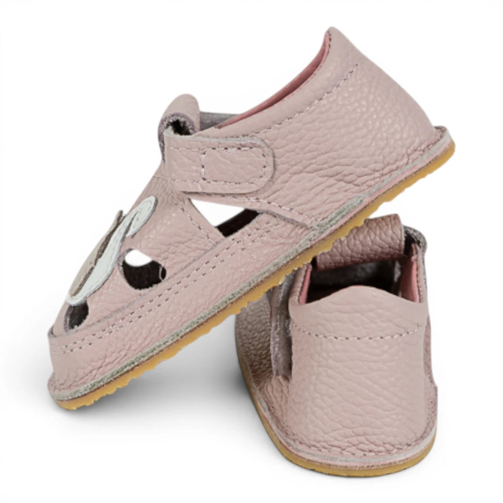 Sandale barefoot din piele naturala Roz Lebada