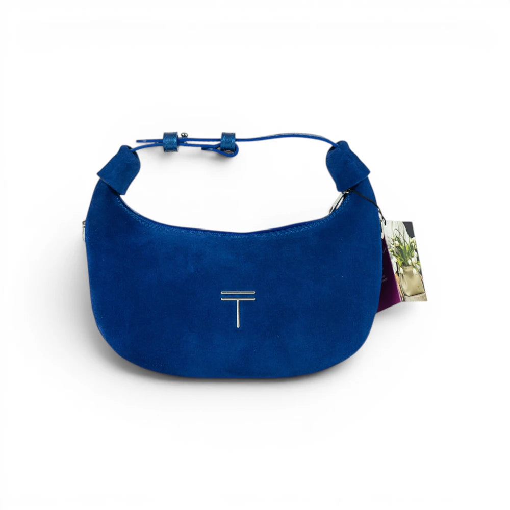 Geanta din piele naturala SUEDE denim blue Mini Moon