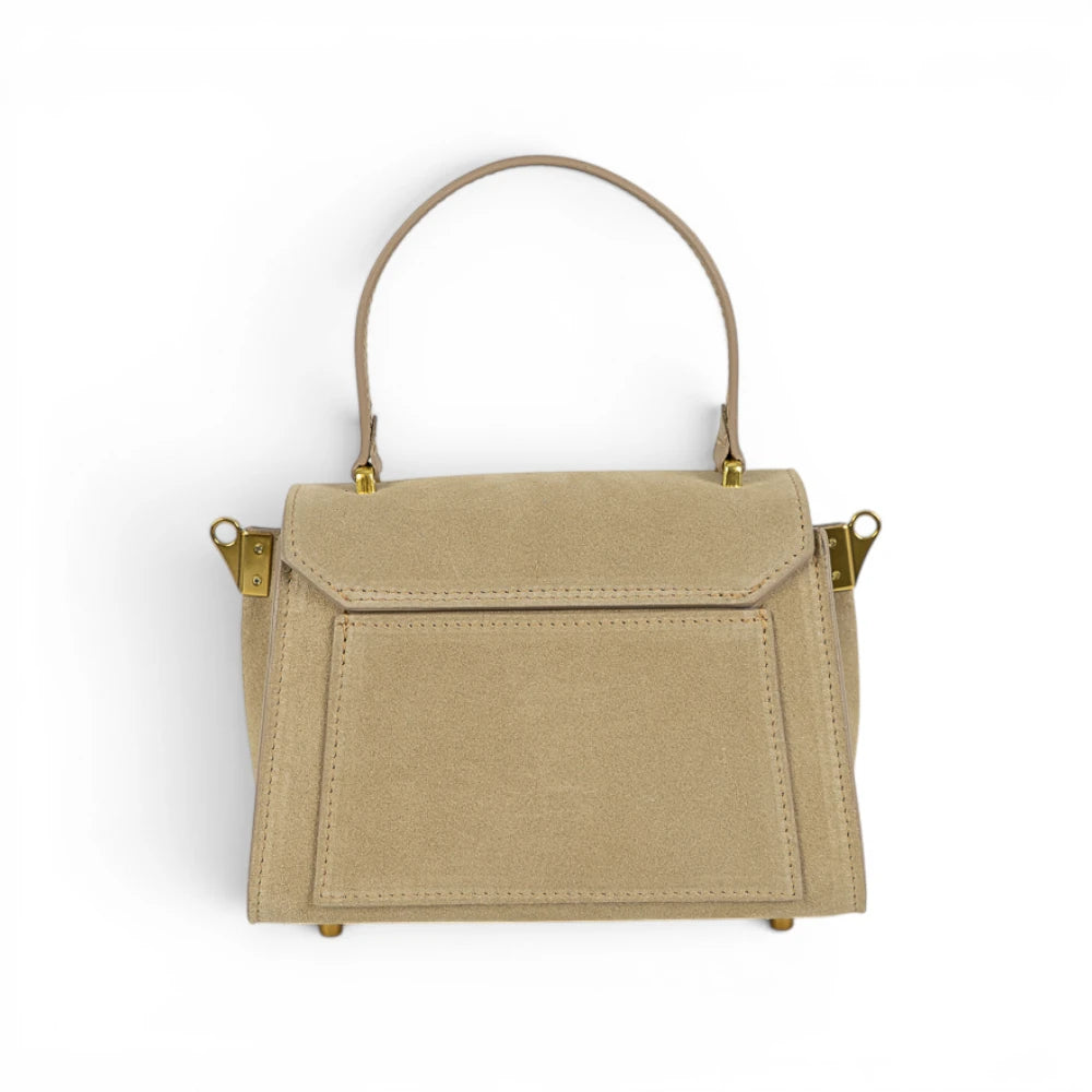 Geanta din piele naturala Suede Capuccino MICRO POLINE