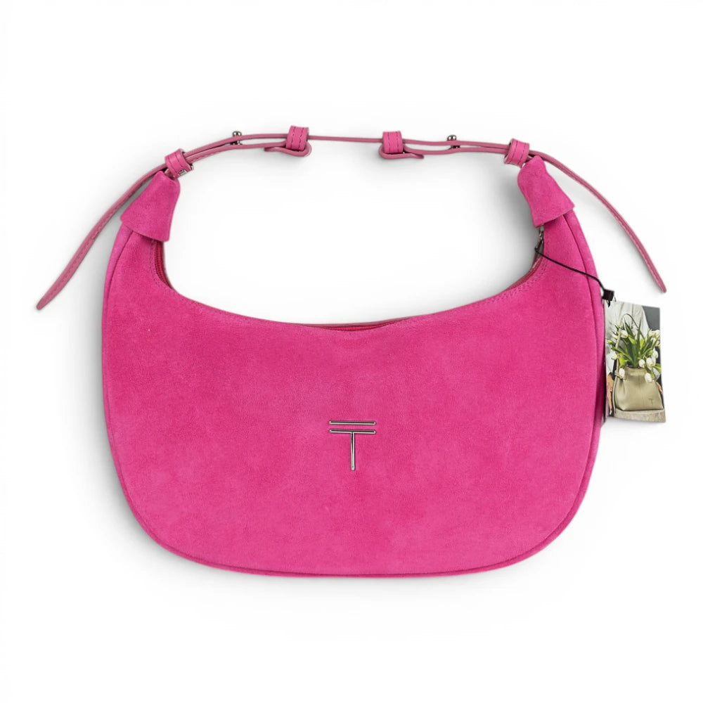 Geanta din piele naturala  fuxia suede Moon Medium (Copy)