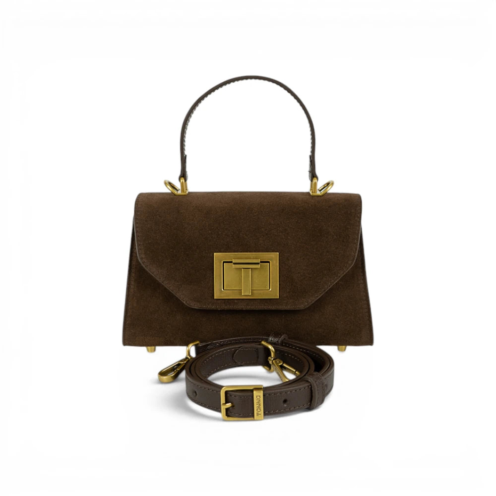 Geanta din piele naturala Suede Chocolate Mini Grace Imagine secundară a produsului