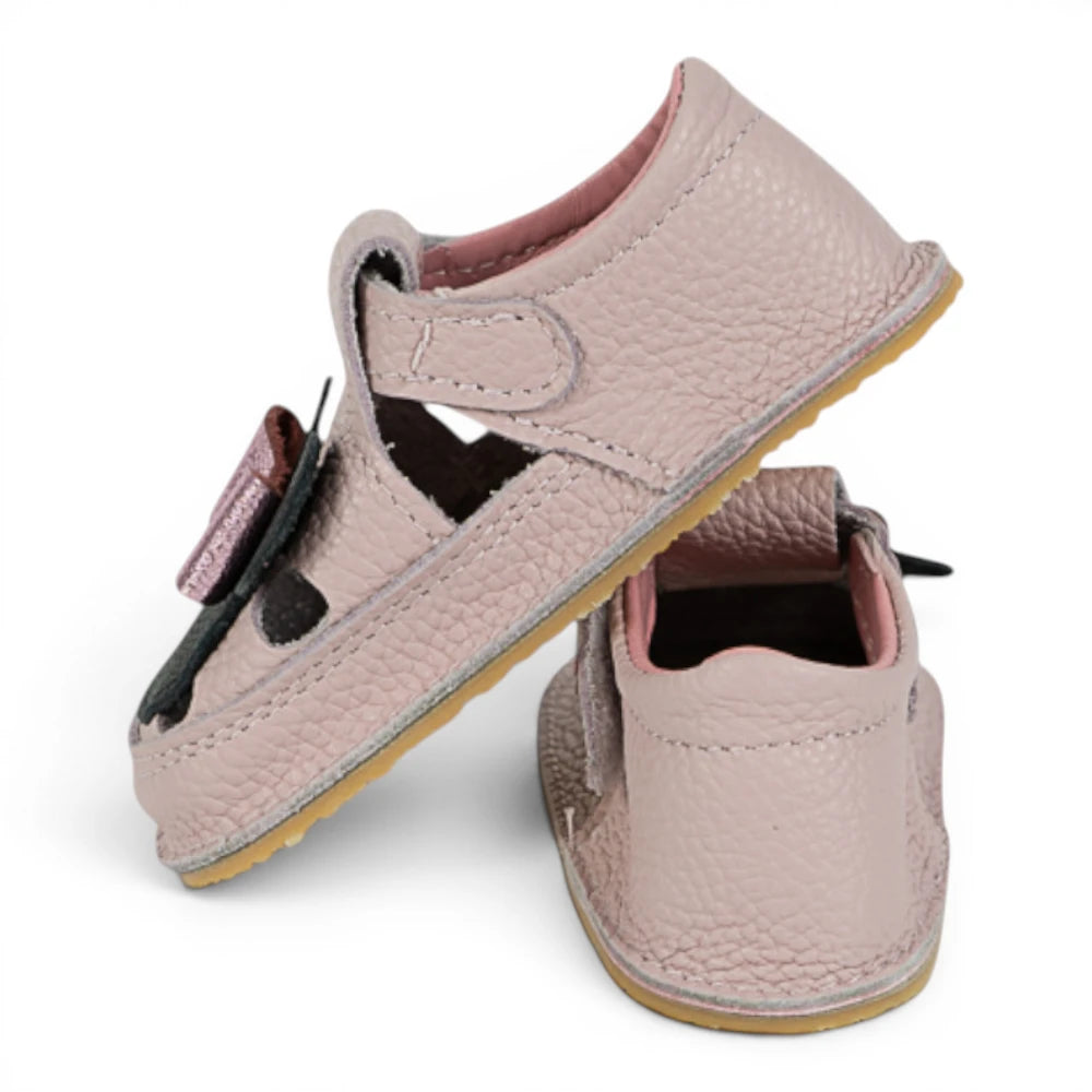 Sandale barefoot din piele naturala Lila Roz pudrat Minnie