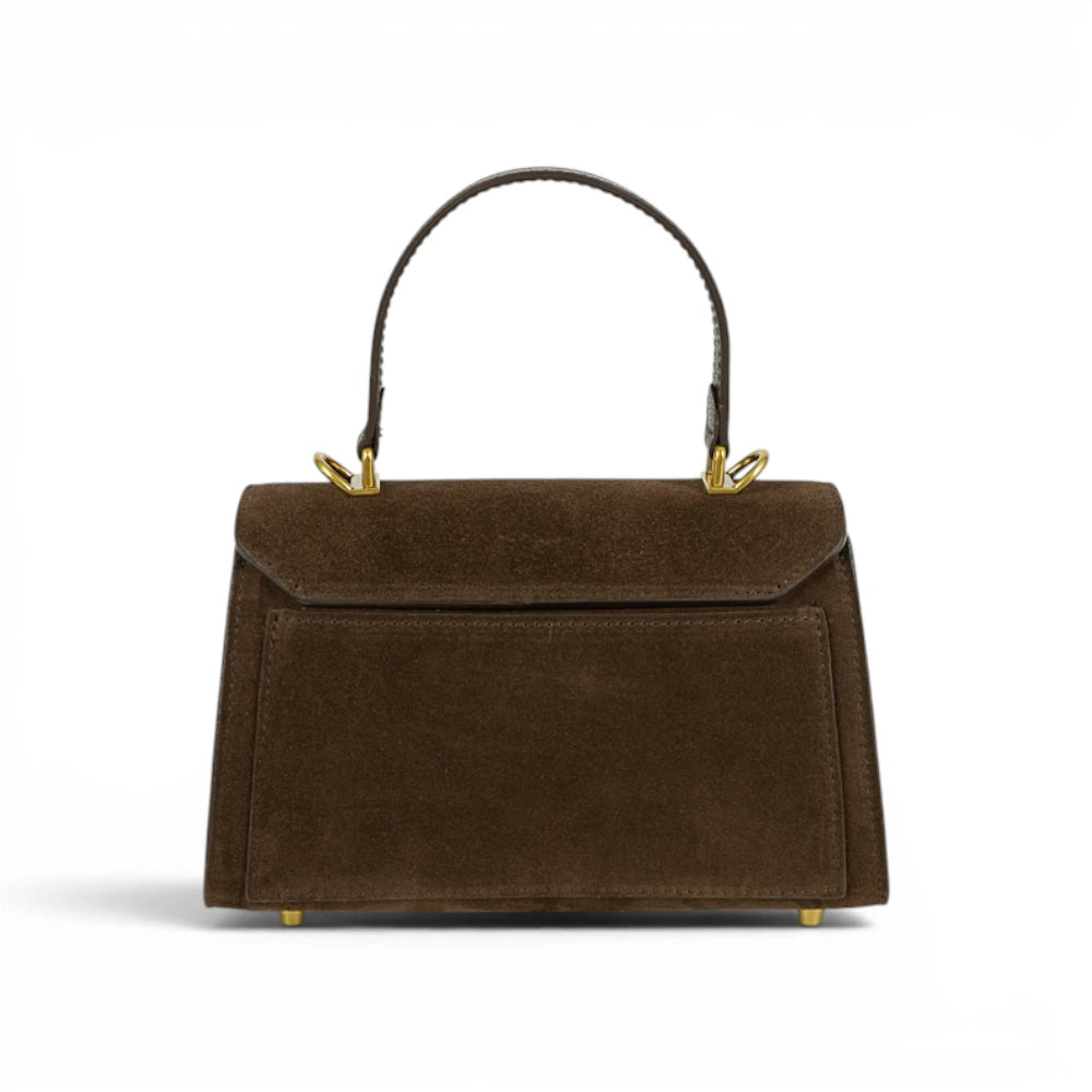 Geanta din piele naturala Suede Chocolate Mini Grace