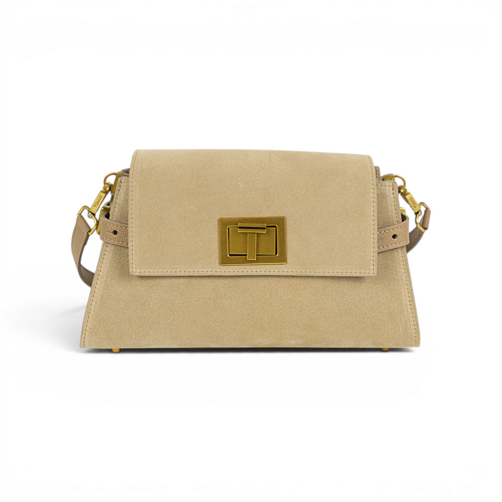 Geanta din piele naturala Suede Caramel Bella