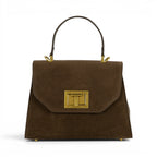 Geanta din piele naturala Suede Chocolate Maxi Grace
