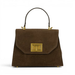 Geanta din piele naturala Suede Chocolate Maxi Grace