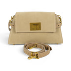 Geanta din piele naturala Suede Caramel Bella