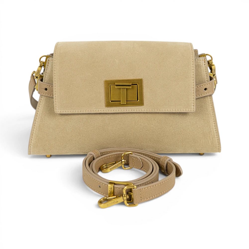 Geanta din piele naturala Suede Caramel Bella